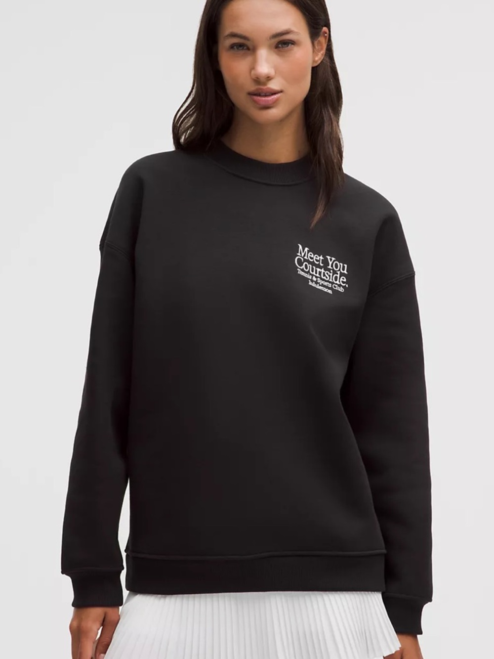 Lululemon Black Meet You Courtside Logo oversized Crewneck Sweatshirt